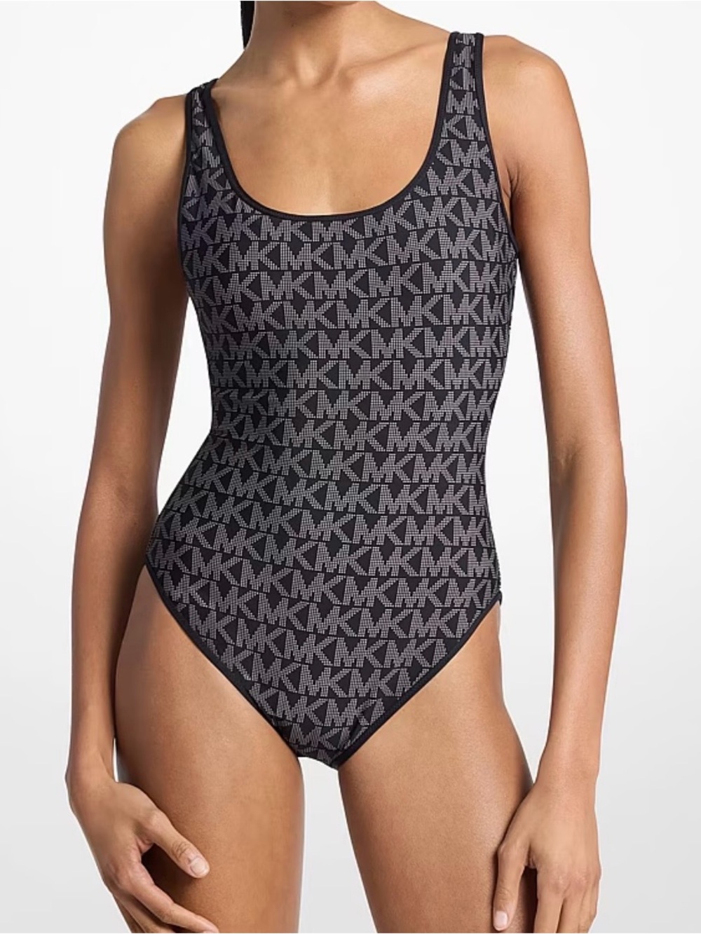 NWT MICHAEL KORS Reversible Logo Scoopneck Swimsuit Size 8